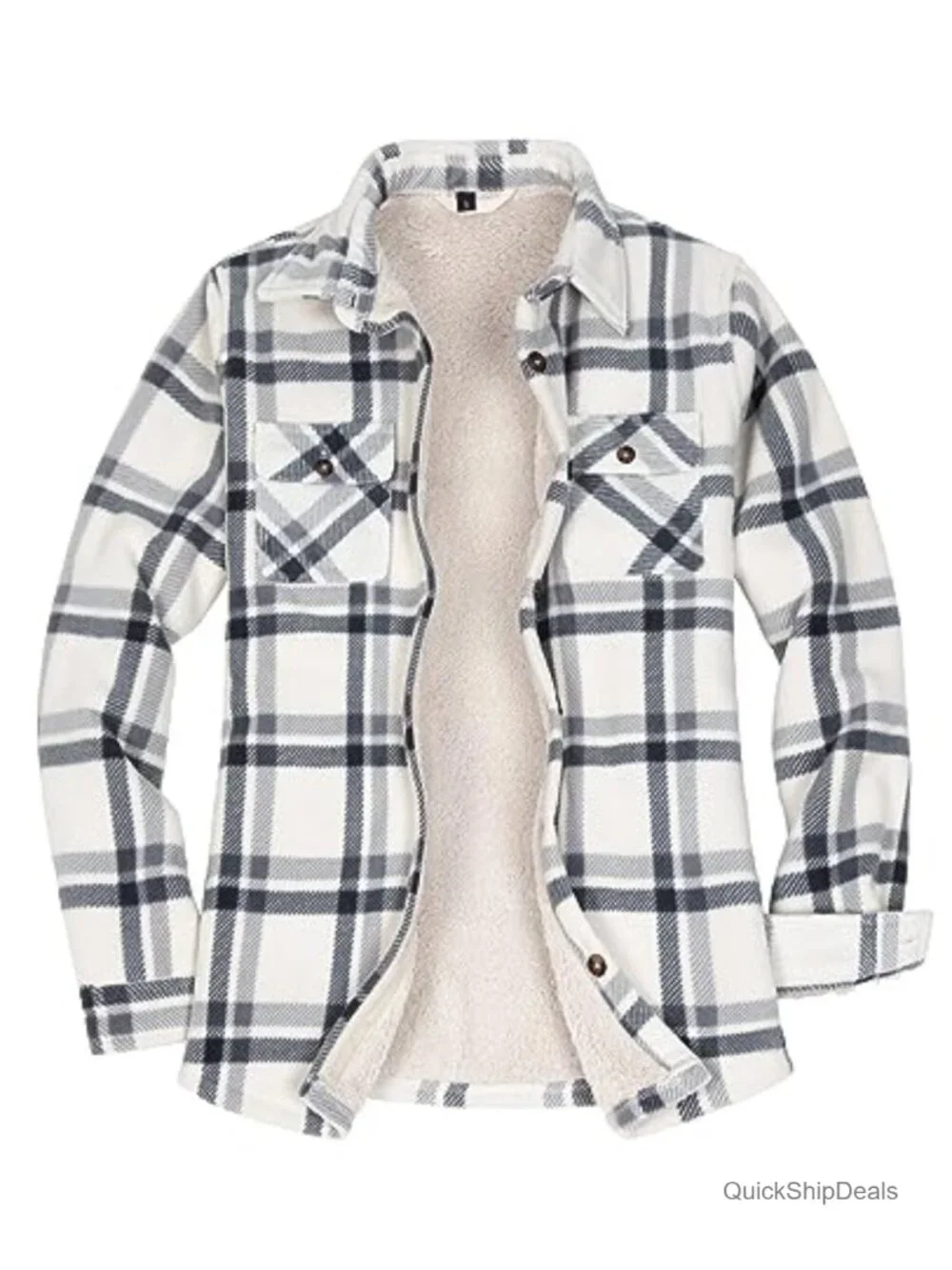 Women's Sherpa Lined Flannel Shacket Long Sleeve Button Plaid